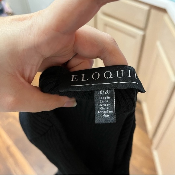 Eloquii Twist Neck Body-Con Dress Ribbed Knit Black Size 18/20 I - Picture 7 of 8